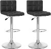 Black High-Back Adjustable Bar Stool (Set of 2)