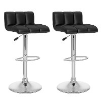 Black/ Chrome Low-Back Adjustable Bar Stool (Set of 2)