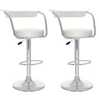 White/ Chrome Open-Back Adjustable Bar Stool (Set of 2)