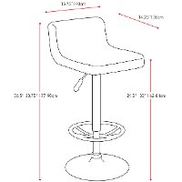 White/ Chrome Low-Back Adjustable Bar Stool (Set of 2)