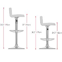 White/ Chrome Low-Back Adjustable Bar Stool (Set of 2)-2