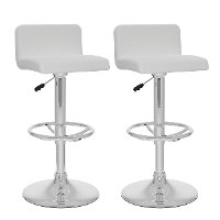 White/ Chrome Low-Back Adjustable Bar Stool (Set of 2)-3