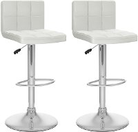 White High-Back Adjustable Bar Stool (Set of 2)