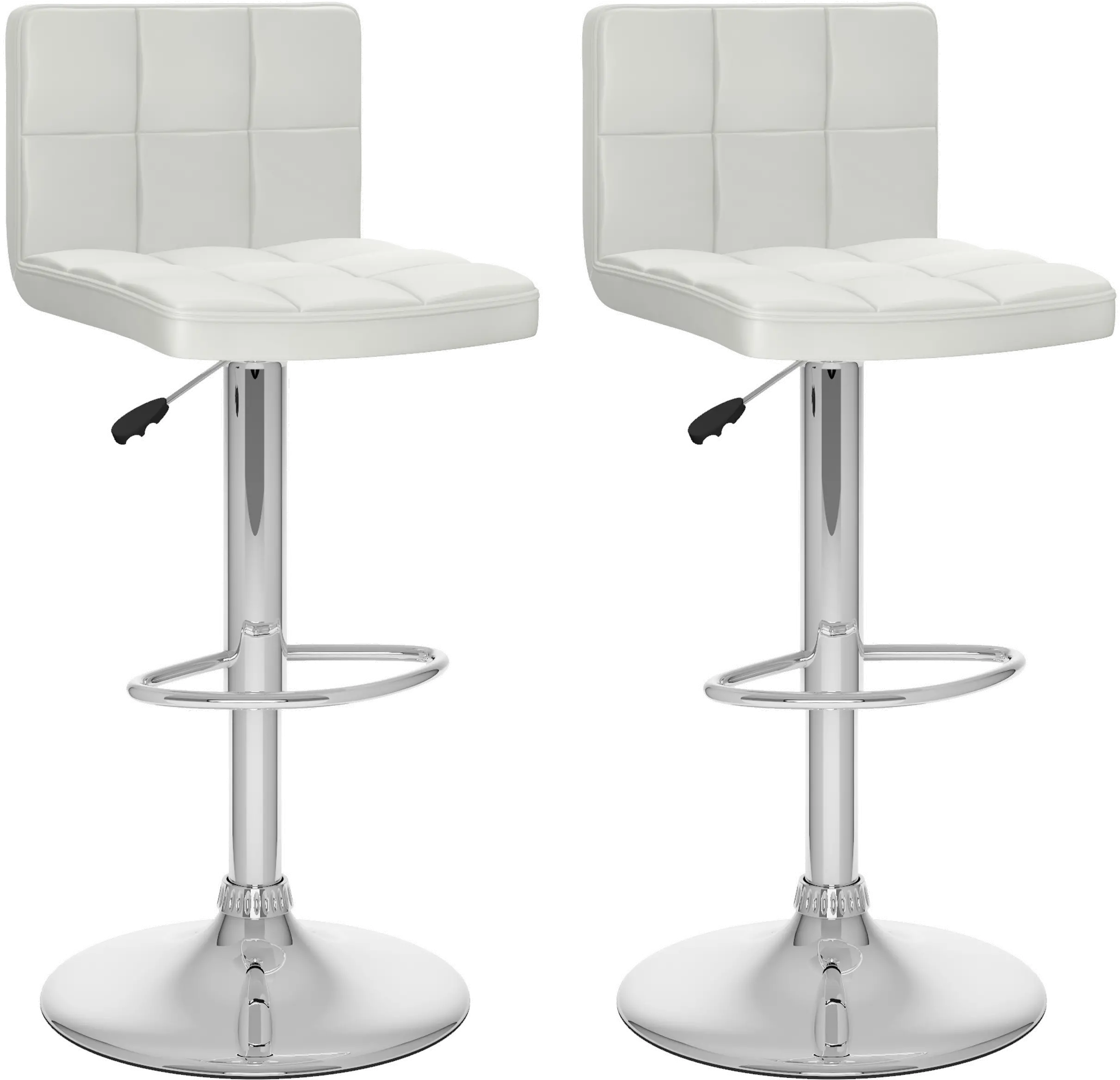 White High-Back Adjustable Bar Stool (Set of 2)-1