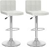 White High-Back Adjustable Bar Stool (Set of 2)