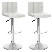 White High-Back Adjustable Bar Stool (Set of 2)