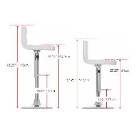 White High-Back Adjustable Bar Stool (Set of 2)-3