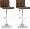 Brown High-Back Adjustable Bar Stool (Set of 2)