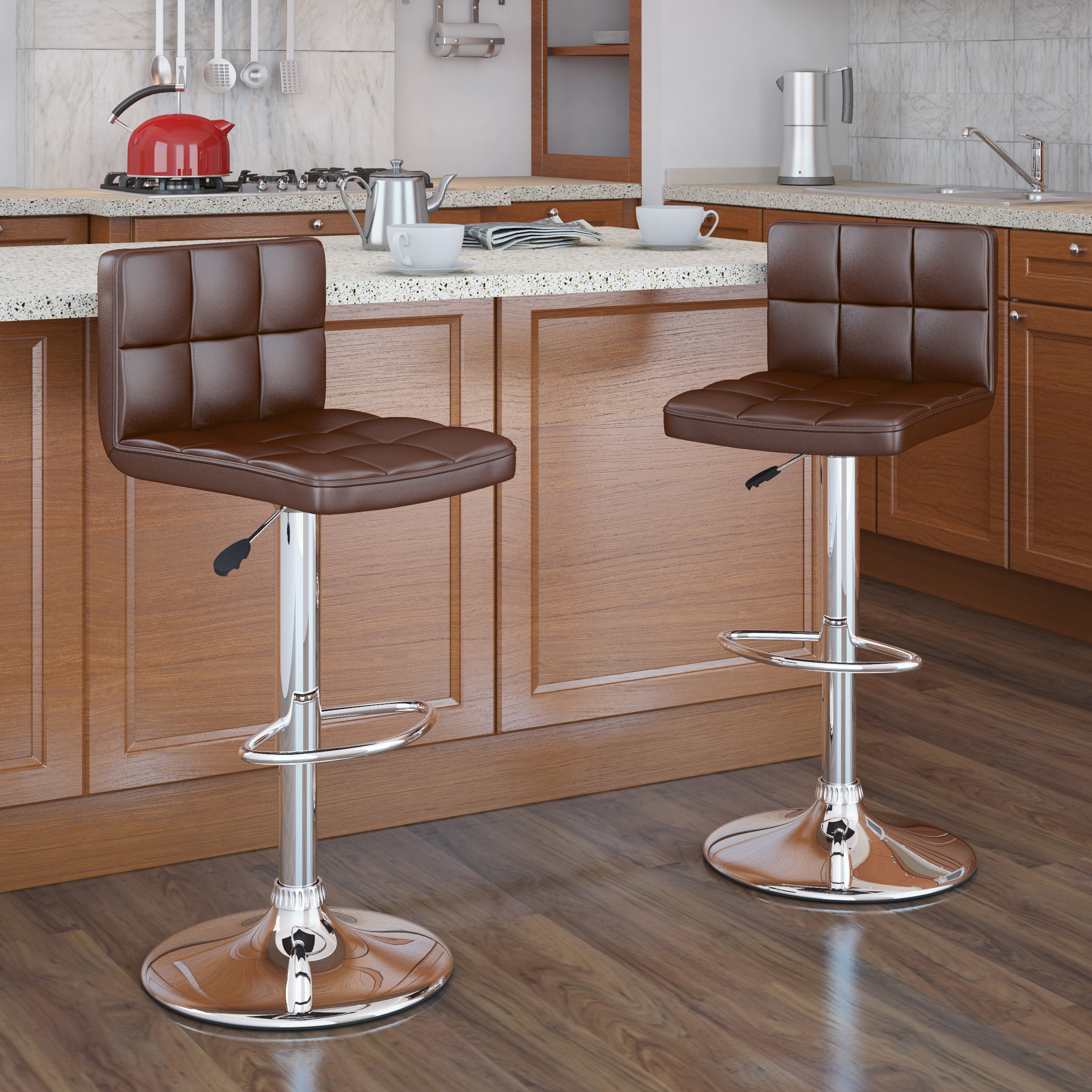 High-Back Adjustable Bar Stool (Set of 2)-2