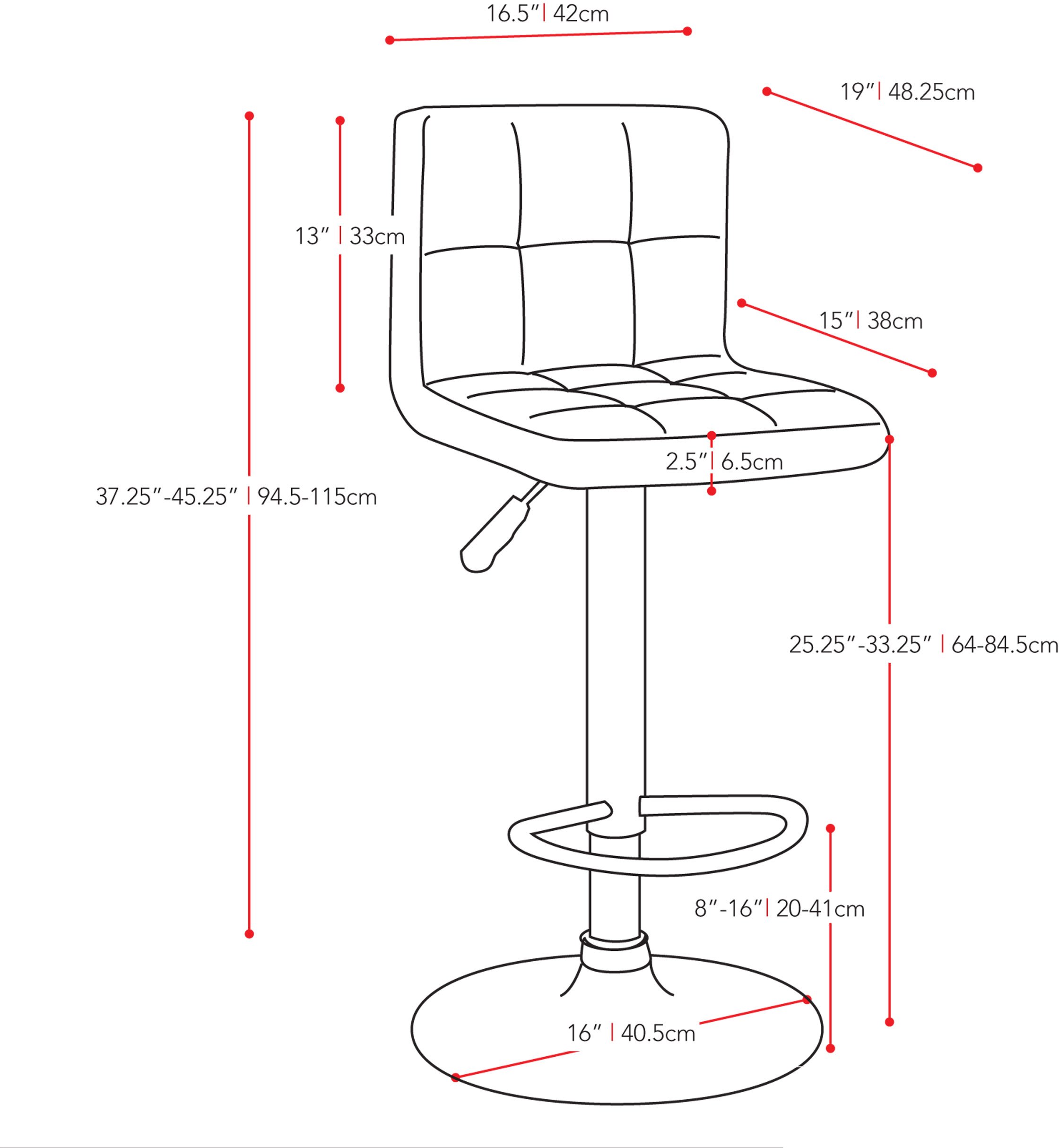 High-Back Adjustable Bar Stool (Set of 2)-6