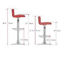 Red Low-Back Adjustable Bar Stool (Set of 2)-3