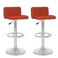 Red Low-Back Adjustable Bar Stool (Set of 2)-4