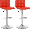 Red High-Back Adjustable Bar Stool (Set of 2)