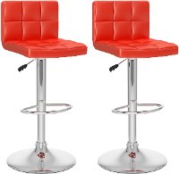 Red High-Back Adjustable Bar Stool (Set of 2)