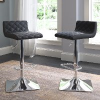 Black Bonded Leather Adjustable Bar Stool (Set of 2)