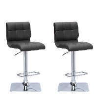 Black Bonded Leather Adjustable Bar Stool (Set of 2)-3