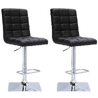 Black Bonded Leather Adjustable Bar Stool (Set of 2)-4