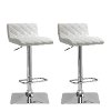 White Bonded Leather Adjustable Bar Stool (Set of 2)-4