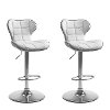 White Bonded Leather Adjustable Bar Stool (Set of 2)-5