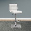 White Bonded Leather Adjustable Bar Stool (Set of 2)-2