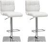 White Bonded Leather Adjustable Bar Stool (Set of 2)
