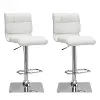 White Bonded Leather Adjustable Bar Stool (Set of 2)