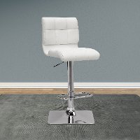 White Bonded Leather Adjustable Bar Stool (Set of 2)-2