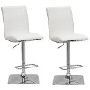 White Bonded Leather Adjustable Bar Stool (Set of 2)-1