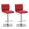 Red Bonded Leather Adjustable Bar Stool (Set of 2)-4