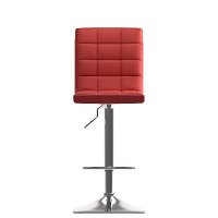 Red Leather Upholstered Adjustable Bar Stool (Set of 2)-5