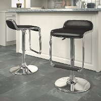 Black Adjustable Bar Stool with Footrest (Set of 2)