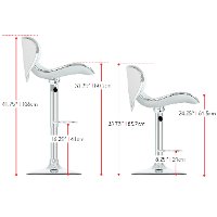 White Curved Form-Fitting Adjustable Bar Stool (Set of 2)-2