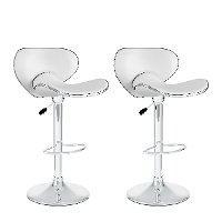White Curved Form-Fitting Adjustable Bar Stool (Set of 2)-3