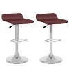Brown Curved Adjustable Bar Stool (Set of 2)