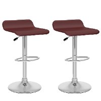 Brown Curved Adjustable Bar Stool (Set of 2)