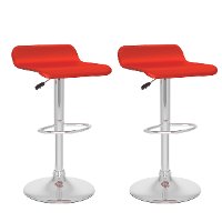 Red Curved Adjustable Bar Stool (Set of 2)