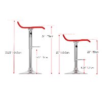 Red Curved Adjustable Bar Stool (Set of 2)-5