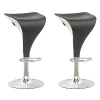 Two-Toned Adjustable Bar Stool in Black and White (Set of 2)