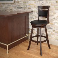 Cappuccino/ Black Leatherette Bar Stool - Woodgrove