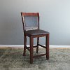 Brown Bonded Leather Counter Height Stool Pair -2