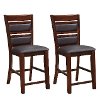 Chocolate Bonded Leather Counter Height Stool Pair