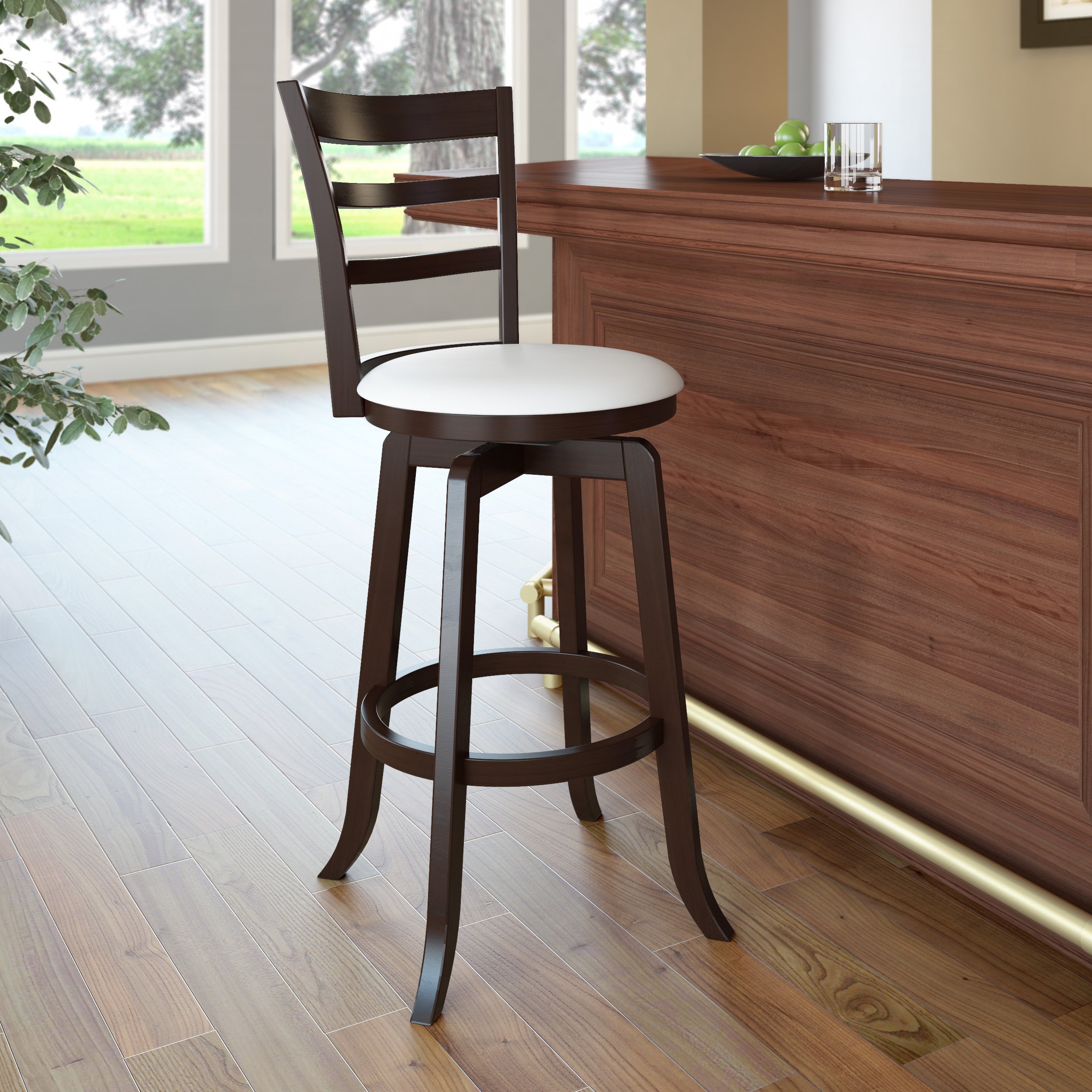 Espresso/ White Ladder Back Bar Stool- Woodgrove-1