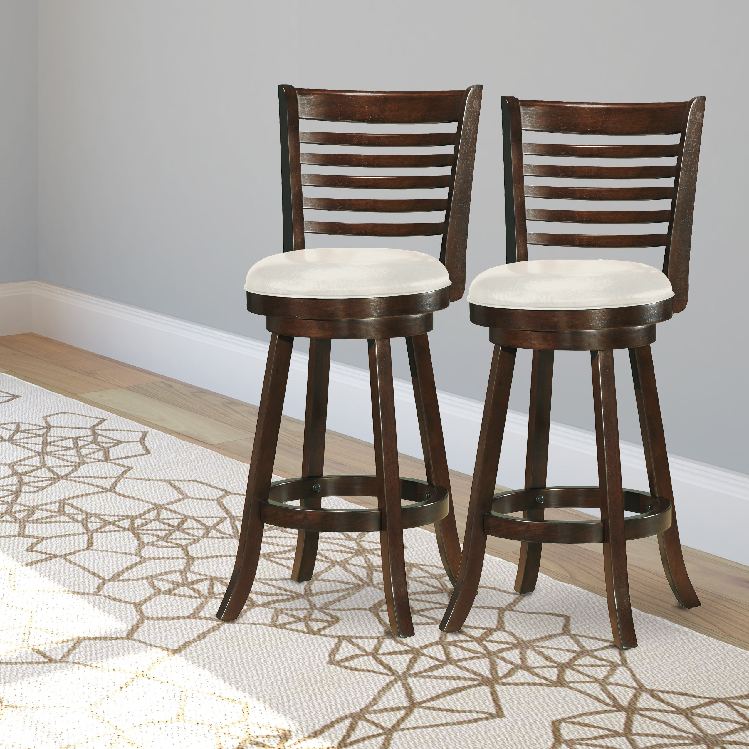 Cappuccino/ White Ladder-Back Bar Stool (Set of 2) - Woodgrove-1