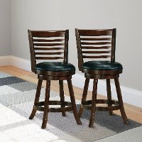 Cappuccino/ Black Bonded Leather Counter Height Stool Pair - Woodgrove-2