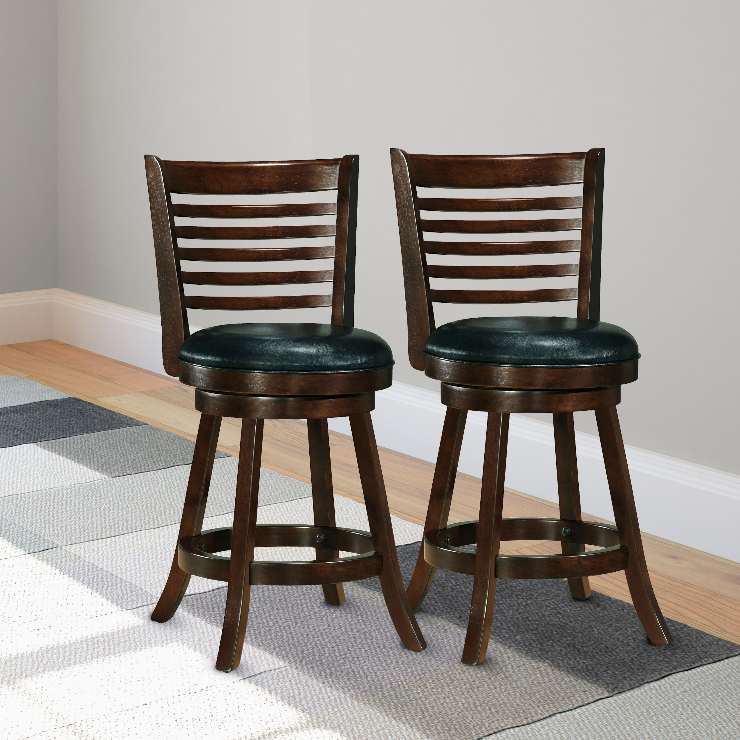 Cappuccino and Black Bonded Leather Counter Height Stool (Set of 2) - Woodgrove-2