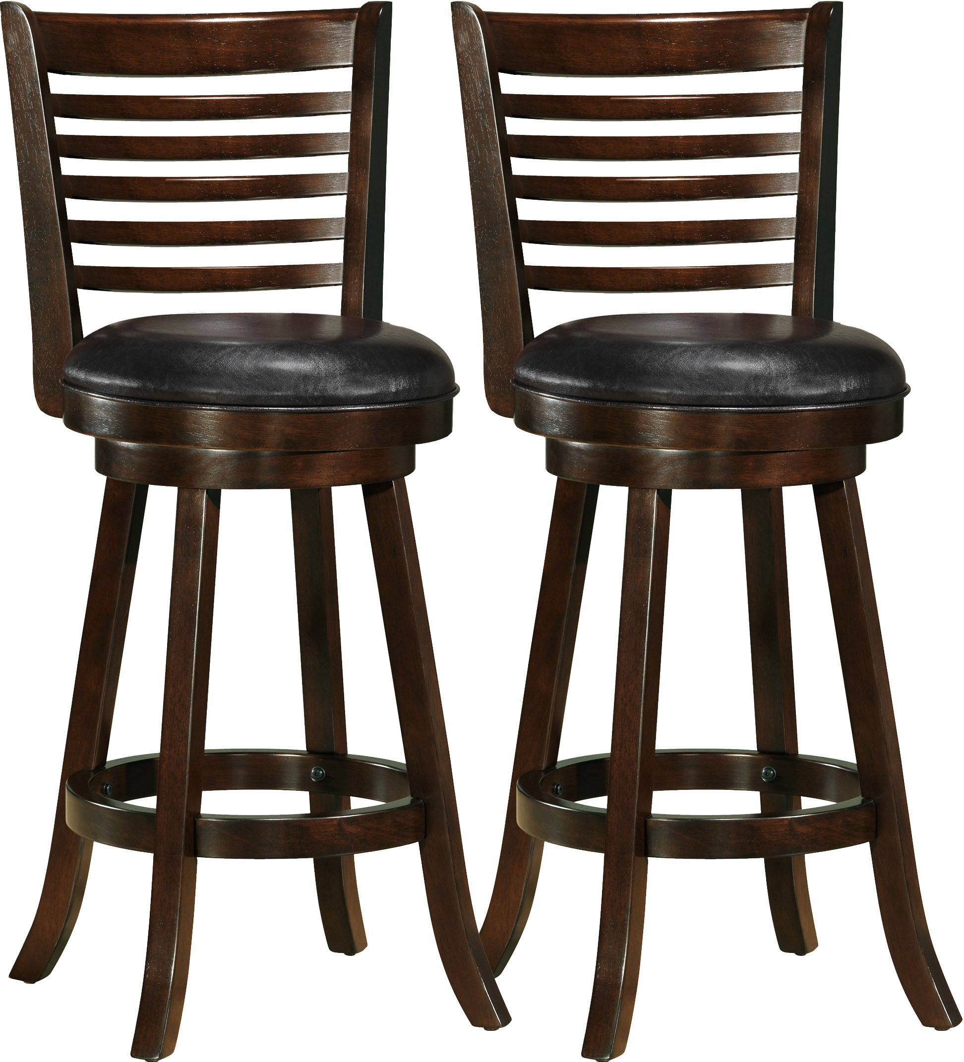 Cappuccino/ Black Bonded Leather Bar Stool Pair - Woodgrove-1