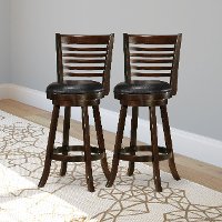 Cappuccino/ Black Bonded Leather Bar Stool Pair - Woodgrove-2