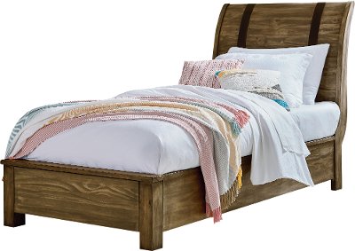 Rustic Casual Pine Twin Sleigh Bed - Nelson