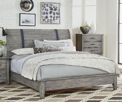 Rustic Gray Queen Sleigh Bed - Nelson