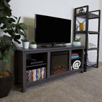 Black TV Stand and Fireplace (58 Inch)
